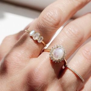 Leah Alexandra “Bijou” ring moonstone vermeil sz 6